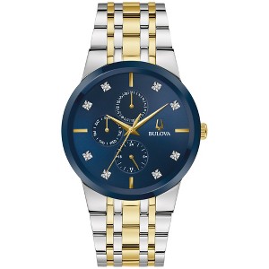 Bulova Men's Modern Two-Tone Stainless Steel Multi-Function Quartz Watch, Blue Dial with Diamonds, 40mm - 1 of 4