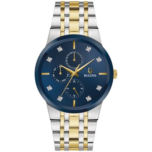 Bulova Men's Modern Two-Tone Stainless Steel Multi-Function Quartz Watch, Blue Dial with Diamonds, 40mm - image 1 of 4