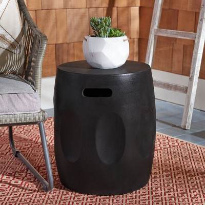 Zuri Modern Black Concrete Round Accent Table for Indoor/Outdoor