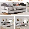 Daybed with Trundle, Metal Twin Size Day Bed with Stylish Headboard, Sofa Bed Frame with Pop Up Foldable Trundle Bed - 4 of 4