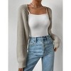 Women's Long Sleeve Open Front Knitted Crop Sweater Cardigan Drop Shoulder Knit Bolero Shrug - 4 of 4