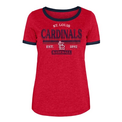 MLB St. Louis Cardinals Women's Lightweight Bi-Blend Hooded T-Shirt - XS