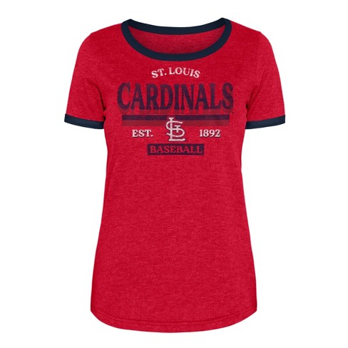 MLB St. Louis Cardinals Women's Heather Bi-Blend Ringer T-Shirt - XS