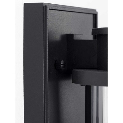 Black Ribbed Resin Outdoor Wall Lantern with Clear Glass Shade