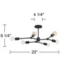 Possini Euro Design Marco Industrial Ceiling Light Semi Flush Mount Fixture 26" Wide Black 6-Light Branching for Bedroom Kitchen Living Room Hallway - 4 of 4
