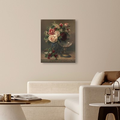 Vintage Still Life with Roses Canvas Wall Art, 36" x 30"