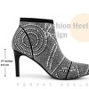 BLISSFUL STEP Pointed Toe Rhinestone Stiletto Heel Ankle Booties - 2 of 4
