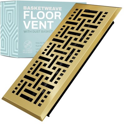 Basketweave Floor Register Vent with Mesh Cover Trap