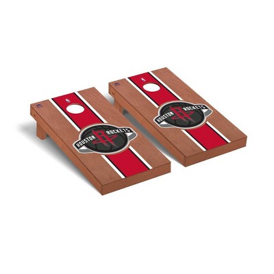 NBA Houston Rockets Premium Cornhole Board Rosewood Stained Stripe Version