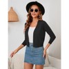 Coolmee Women's 3/4 Sleeve Cropped Cardigan Knit Sweaters Lightweight Open Front Shrug Bolero - 3 of 4