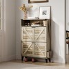 Shoe Cabinet with 2 Flip Drawers, Farmhouse Freestanding Shoes Organizer with Metal Legs, Narrow Shoe Rack Cabinet, Slim Shoes Storage Cabinet for - 2 of 4