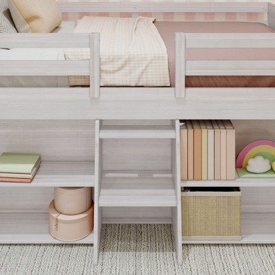 Twin Pine Loft Bed with Bookcases and Ladder