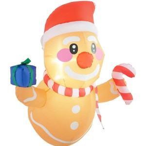 TopComfy Decorative Holiday Scene Props Holding Gift Box Candy Cane Inflatable Hanging Gingerbread Man for Yard Decor, Brown, 6.3"*6.3"*4.73" - 1 of 4