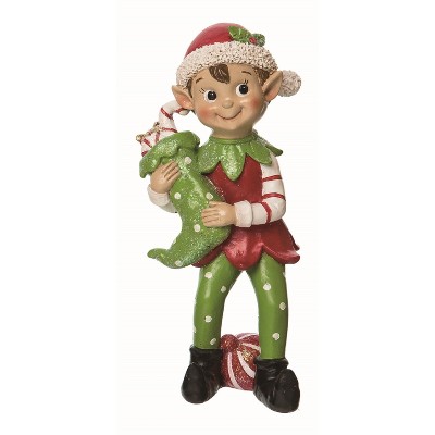 Transpac Resin Multicolor Christmas Merry Elf Figurine