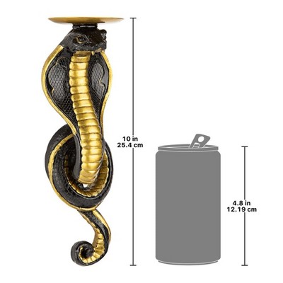 Antiqued Gold Renenutet Cobra Goddess Resin Wall Sconces, Set of Two