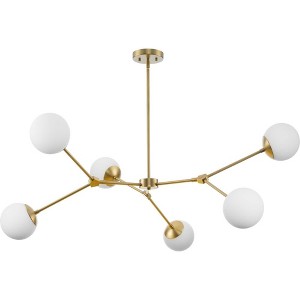 Progress Lighting Haas 6-Light Chandelier, Brushed Bronze, Opal Glass Globes, Design Series - 1 of 3