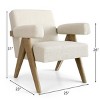 Morgan Accent Chair With Arms,22.5" Wide Lounge Armrest Linen Accent Chair,Upholstered Seat and Back With V Shape Solid Wood Legs-Maison Boucle - 4 of 4
