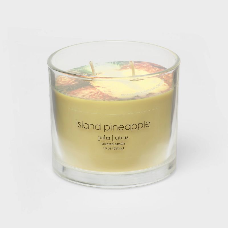  Glass Jar 2-Wick Island Pineapple Candle Vibrant Yellow - Room Essentials™, 1 of 8