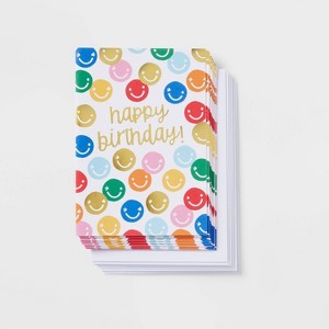 10ct Happy Birthday! Smiley Cards - Spritz™: Birthday Card Pack for Kids, Boys & Girls, Includes Envelopes, Multicolored - 1 of 2