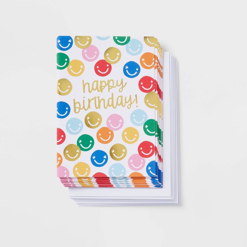 10ct Happy Birthday! Smiley Cards - Spritz&#8482;, 1 of 3