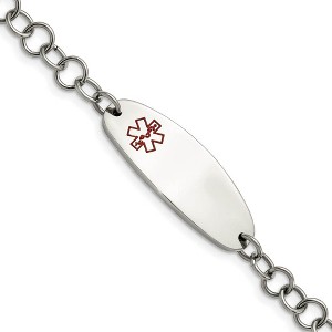 Black Bow Jewelry Stainless Steel Red Enamel Medical I.D. Bracelet, 7.25 Inch - 1 of 4