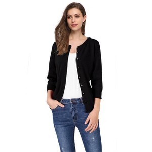 Women's Lightweight Crewneck Cardigan Sweater - 1 of 4