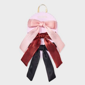 Organza Double Hair Bow Set 3 pk - Wild Fable™ Pink/Red/Black - 1 of 3