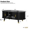 ALEXOUN 42.5 IN Mid-Century Modern Farmhouse Coffee Table with Golden Accents & Sliding Tambour Doors -Oval Cocktail Table for Living Room,Home - 3 of 4
