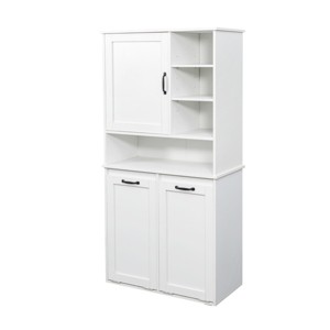 TopComfy Decorative Storage Cabinets Laundry Cabinet with Doors and shelf Tilt Out Laundry Hamper Storage for Bathroom, White, 31.5"*15.75"*63" - 1 of 4