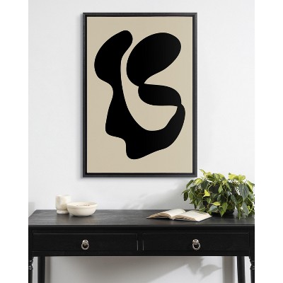 Abstract Black and Beige Canvas Wall Art, 23x33