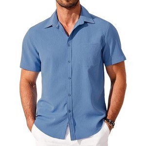COOFANDY Shirts for Men Short Sleeve Button Down Shirt Casual Summer Beach Shirt - 1 of 4