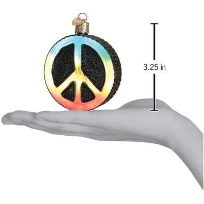 Rainbow Peace Sign Glass Blown Christmas Ornament