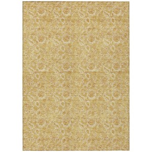 Gold And Wheat Floral Washable Indoor Outdoor Area Rug - 1 of 4