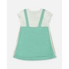Deux par Deux Girl Terry Cloth Dress Turquoise and Off-White - 4 of 4