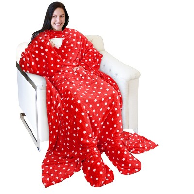 Catalonia Fleece Wearable Blanket with Sleeves and Foot Pockets, Micro Plush Wrap Sleeved Throw Blanket Robe, Super Fuzzy Cozy TV Blanket Throw, Gift