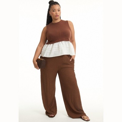 June + Vie by Roaman's Women's Plus Size Knitted Pull-On Pants