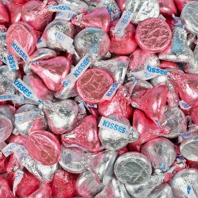 165 Pcs Pink & Silver Candy Hershey's Kisses Milk Chocolates : Target