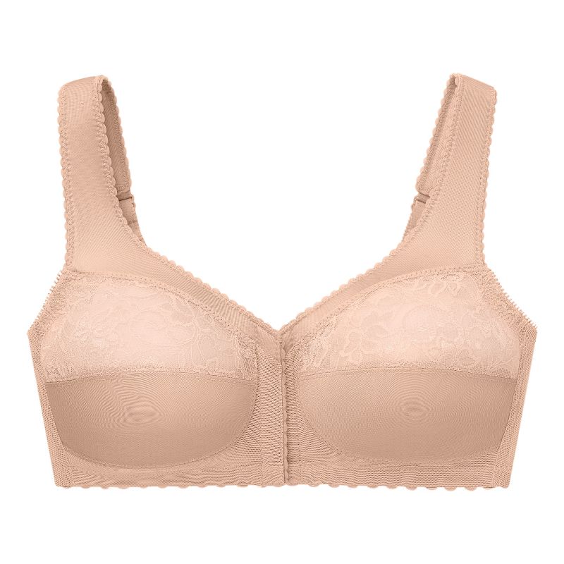 Glamorise Womens MagicLift Front-Closure Support Wirefree Bra 1200 Blush, 4 of 5