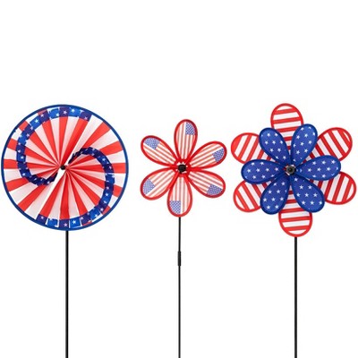 The Lakeside Collection Set of 3 Patriotic Wind Spinners