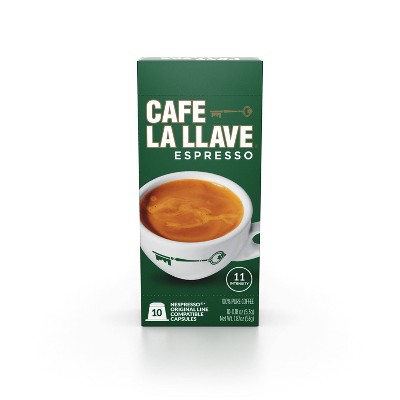 Cafe La Llave Espresso Dark Roast Nespresso Original Line Coffee Pods - 10ct