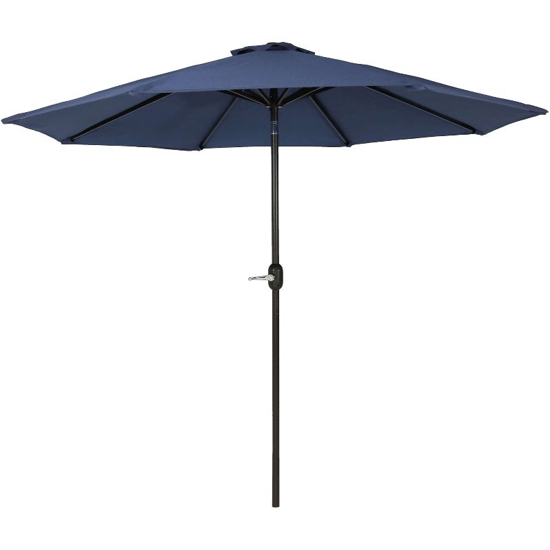 Sunnydaze Outdoor Aluminum Patio Umbrella with Fade-Resistant Canopy and Auto Tilt and Crank - 9' - Navy Blue, 4 of 9