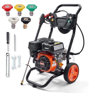 VEVOR Gas Pressure Washer, 3400 PSI 2.6 GPM, Gas Powered Pressure Washer with Aluminum Pump, Spray Gun and Extension Wand, Black - 1 of 4