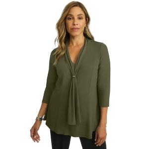 Jessica London Women's Plus Size Stretch Ring Detail Tunic - 1 of 4