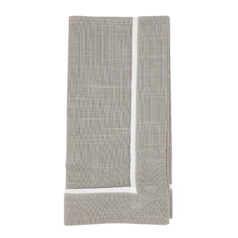 Saro Lifestyle Classic Border Table Napkins (Set of 4), 20, Gray