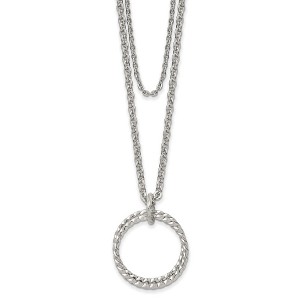 Chisel Stainless Steel Polished 2 Strand Twisted Circles 18.5" Necklace - 1 of 4