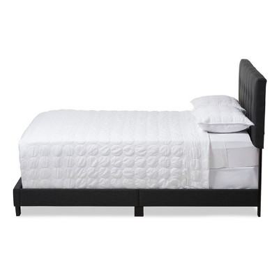 Full Size Black Upholstered Tufted Bed with Wood Frame