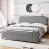 King Bed Frame with Rivet Decorate Headboard and Tailboard,Platform Metal Bed Frame with Velvet Upholstered Headboard,No Box Spring Needed,Grey - 3 of 4