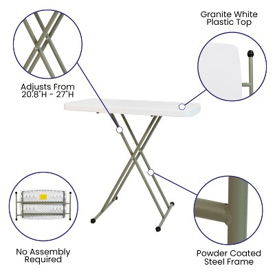 Granite White & Gray Adjustable Height Indoor/Outdoor Folding Table