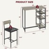 3-Piece Bar Table Set with 2 Stools, Space-Saving Counter Height Dining Set with 3-Tier Storage Shelves, 300LB Capacity, - 3 of 4