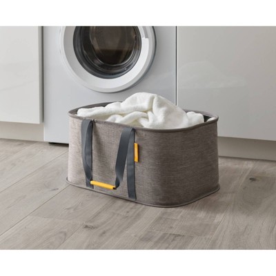 Gray Collapsible 35L Fabric Laundry Basket with Handles
